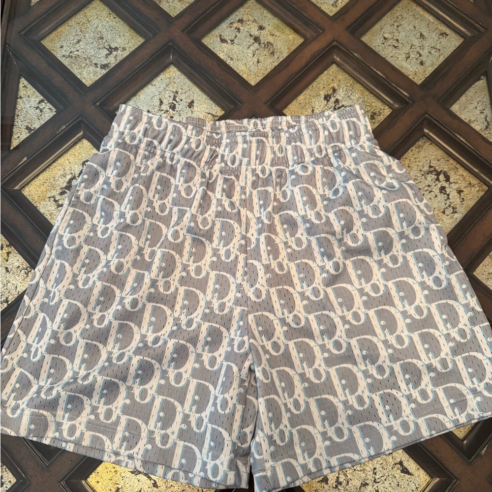 Dior Gray Monogram Patterned Athletic Shorts Brav… - image 2